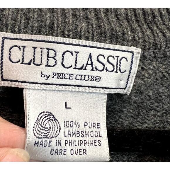 Club Classics Price Club Men Large Pure Lambswool Pullover Sweater Grey Warm - Picture 3 of 5